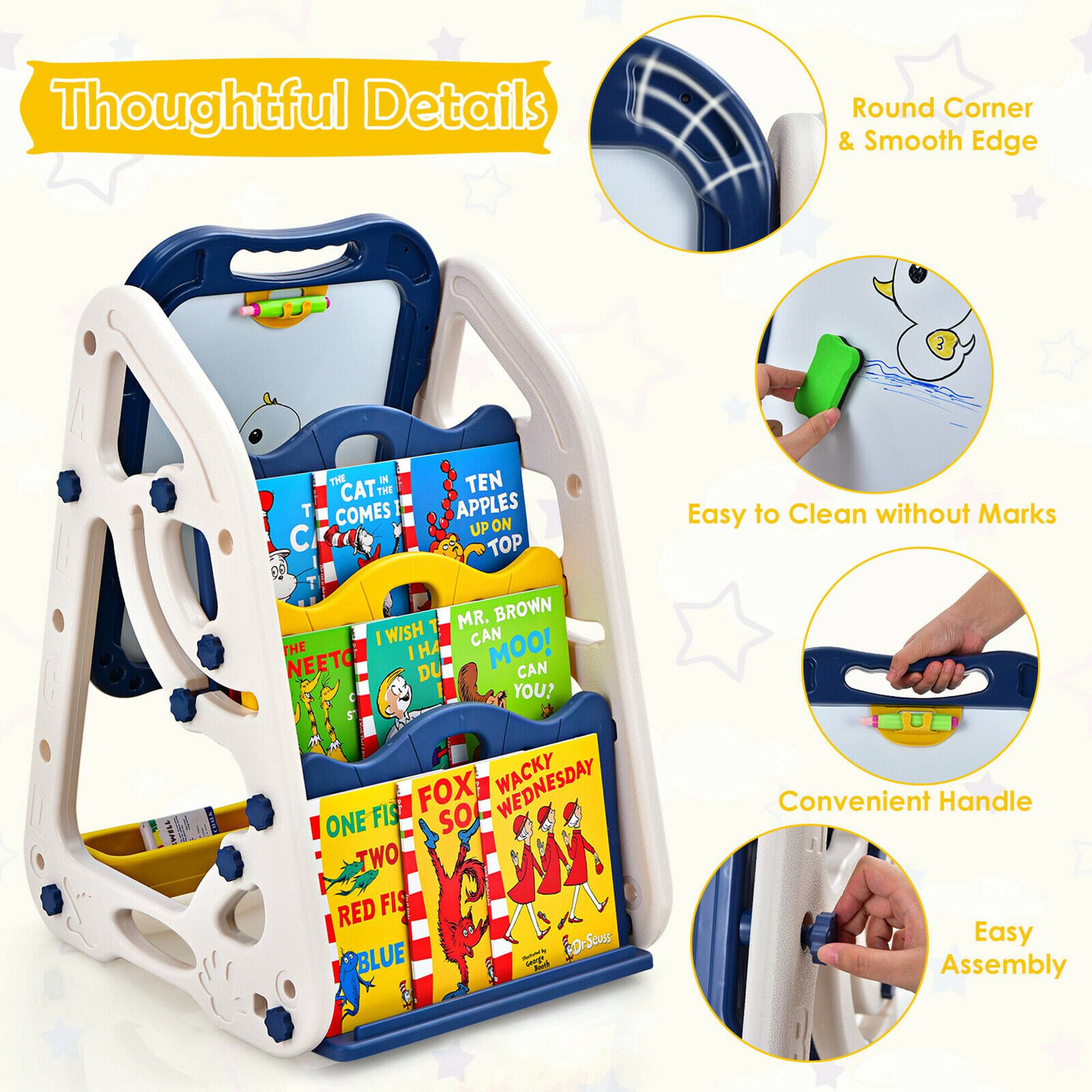 Thoughtful Details: Round Corner & Smooth Edge

* The Cat in the Hat Comes Back
* Ten Apples Up on Top
* Mr. Brown Can Moo, Can You?
* Wacky Wednesday
* One Fish Two Fish Red Fish Blue Fish
* Dr. Seuss
* Blue

Features:

* Easy to clean without marks
* Convenient handle
* Easy assembly