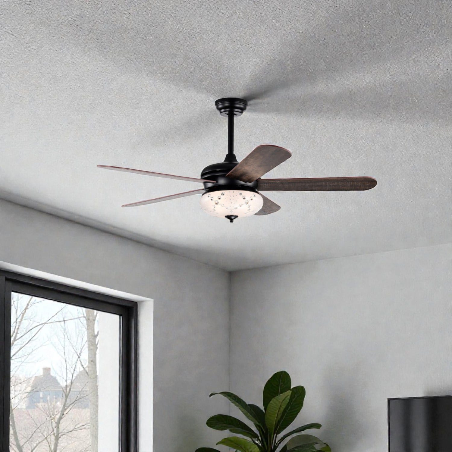 BreeBe - 52-Inch Remote-Operated Ceiling Fan for Easy Control - Walnut