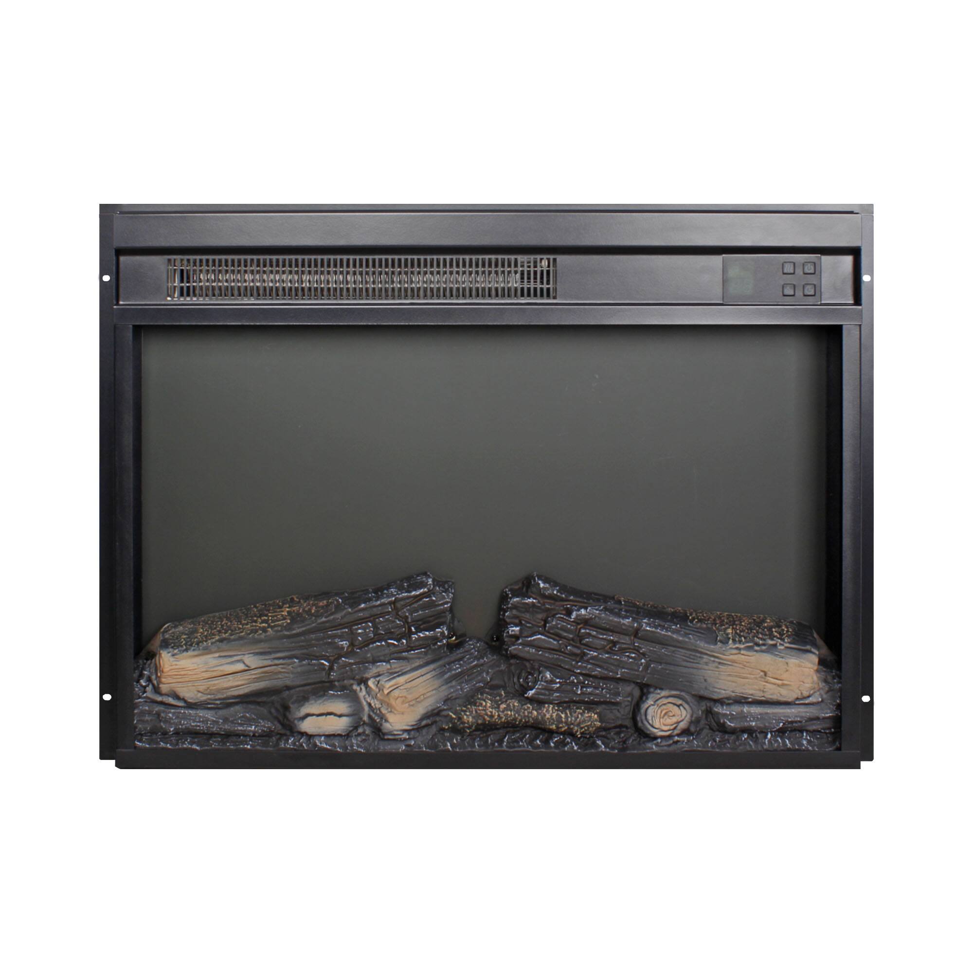 Left. Mondawe - 23" Ultra-Thin Electric Fireplace Insert w/ Heater, Log Set, Remote, Timer, CSA/UL Certified - Black.