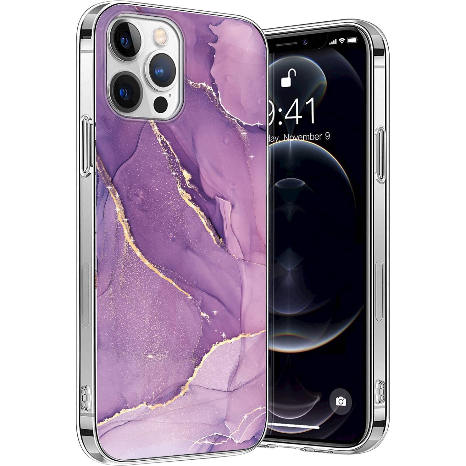Alt View 11. SaharaCase - Marble Series Case for Apple iPhone 13 Pro Max - Purple/Gold.