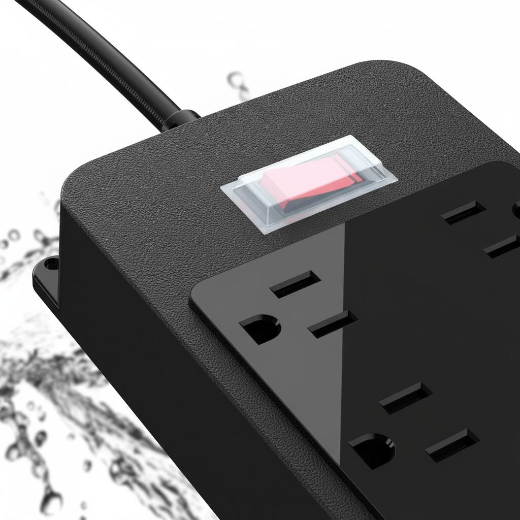 Alt View 1. Dazzed Corner - Outdoor Power Strip, 6 Outlets & 2 USB-C, Waterproof Surge Protector, 6FT Cord - Black.