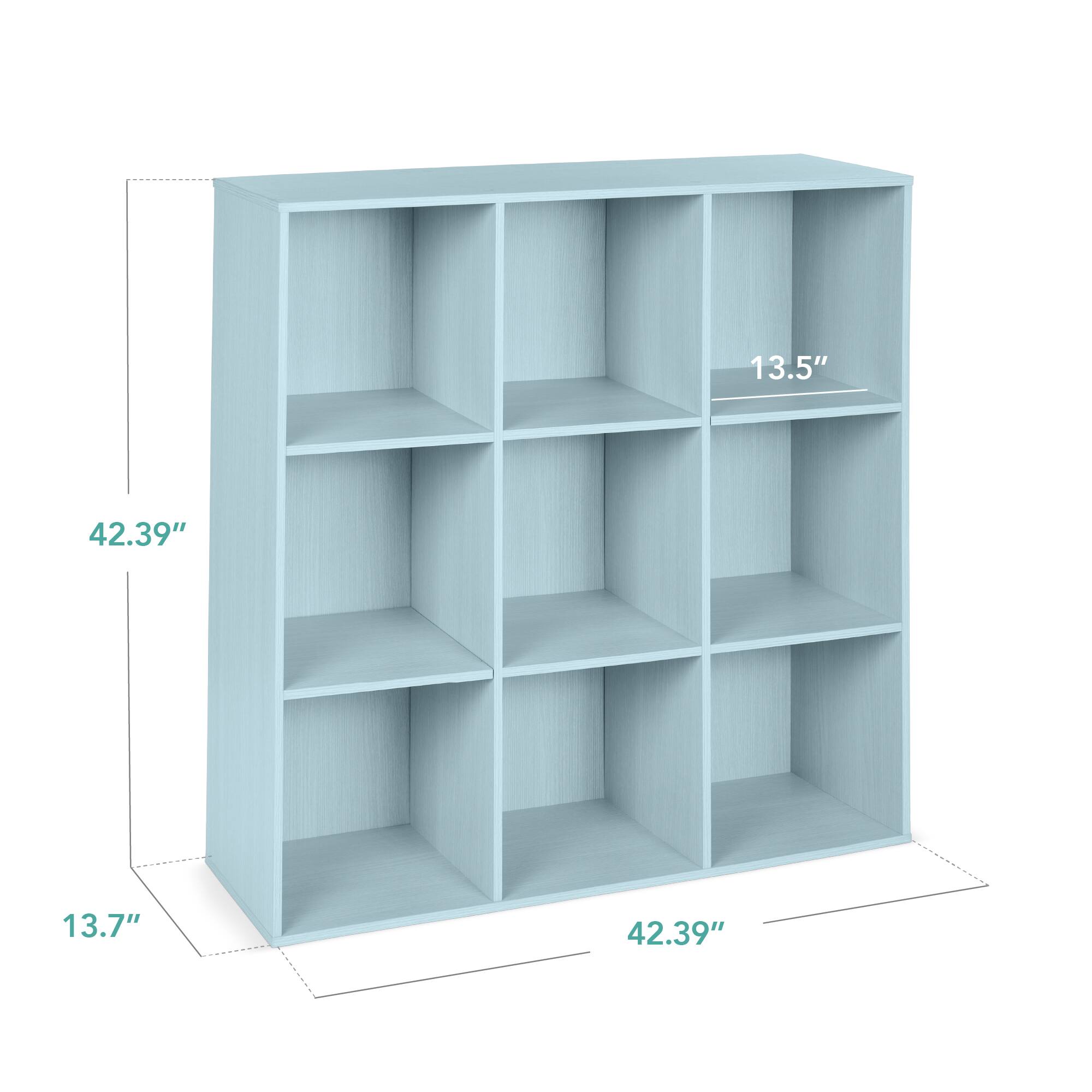 The dimensions of the shelf are:

- Height: 42.39"
- Width: 42.39"
- Depth: 13.7"