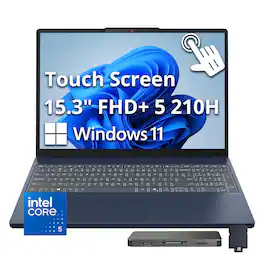 Lenovo - IdeaPad Slim 3i 15.3" WUXGA Touch Laptop,Intel Core 5 210H,16GB RAM,1TB SSD+160GB Dock Set,Backlit,Win 11 - Blue