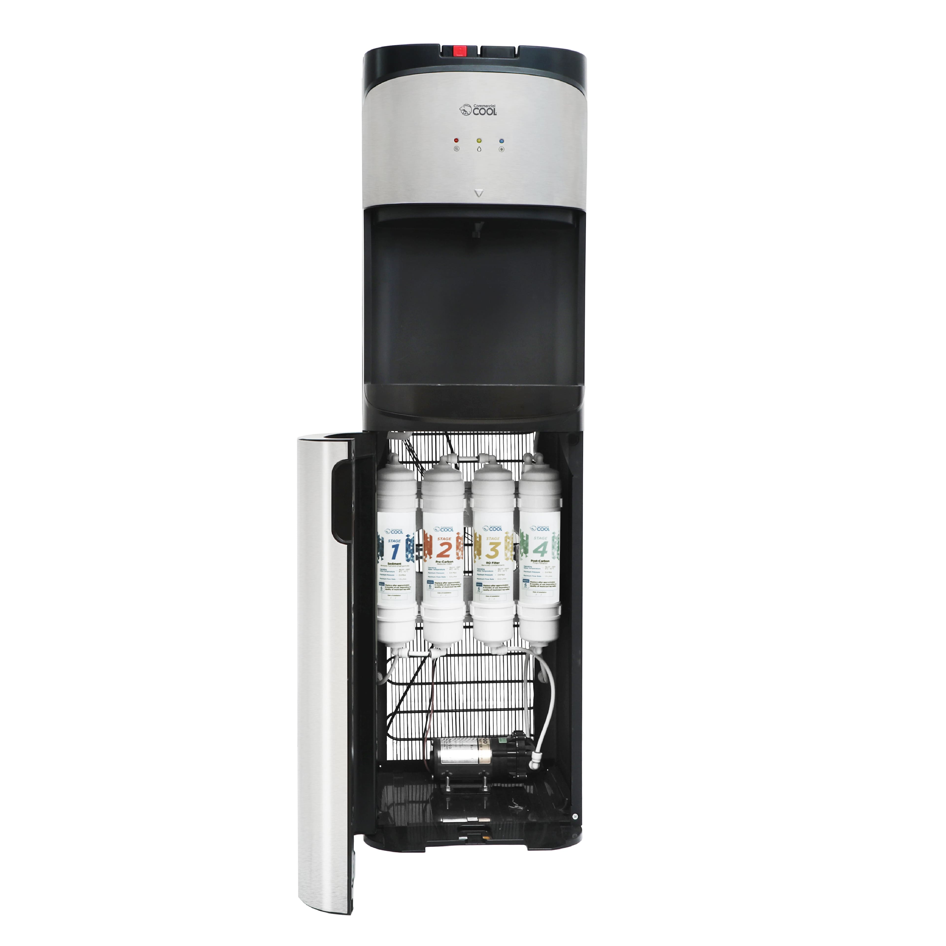 Commercial Cool - Freestanding Top Loading Water Cooler with Hot and Cold Temperature Options/Silver - Black