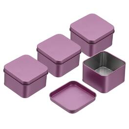 Unique Bargains - 4pcs Metal Tin Box, 2.4x1.5" Square Tinplate Lid, Portable Storage Candy Jars for Valentine's Day, Candle Jewelry - Purple