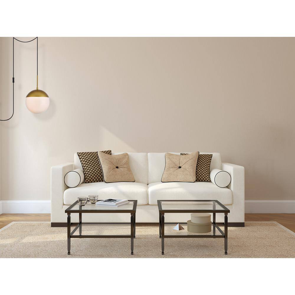 Angle. Living District - Eclipse 1 Light Brass plug in pendant With Frosted White Glass - Brass And Frosted White.