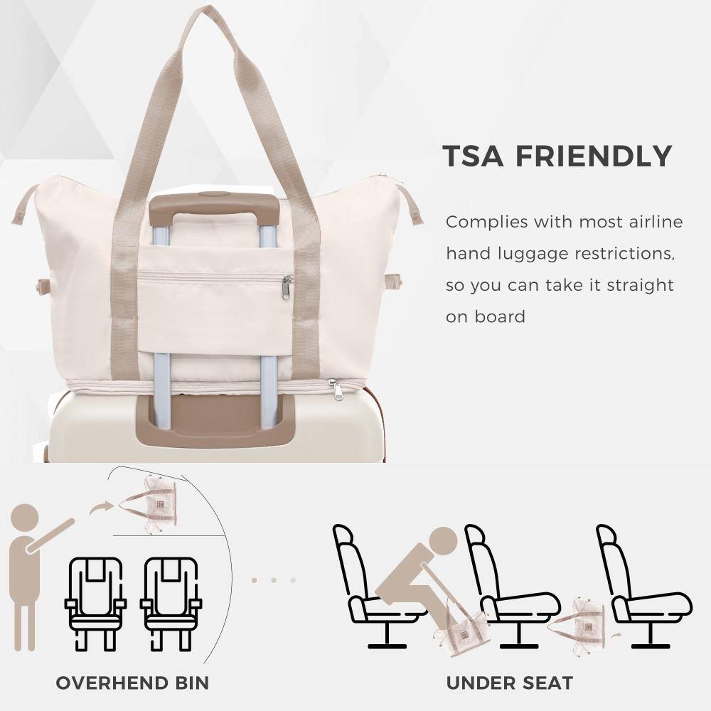 TSA FRIENDLY  
Complies with most airline hand luggage restrictions, so you can take it straight on board  

OVERHEAD BIN  
UNDER SEAT