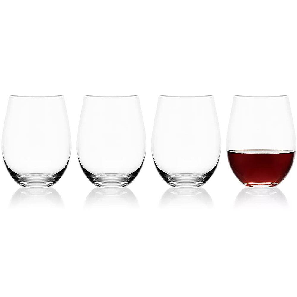 Front. Mikasa - Lana 4-Piece 18 Oz Stemless Wine Glass Set - Clear Glass.