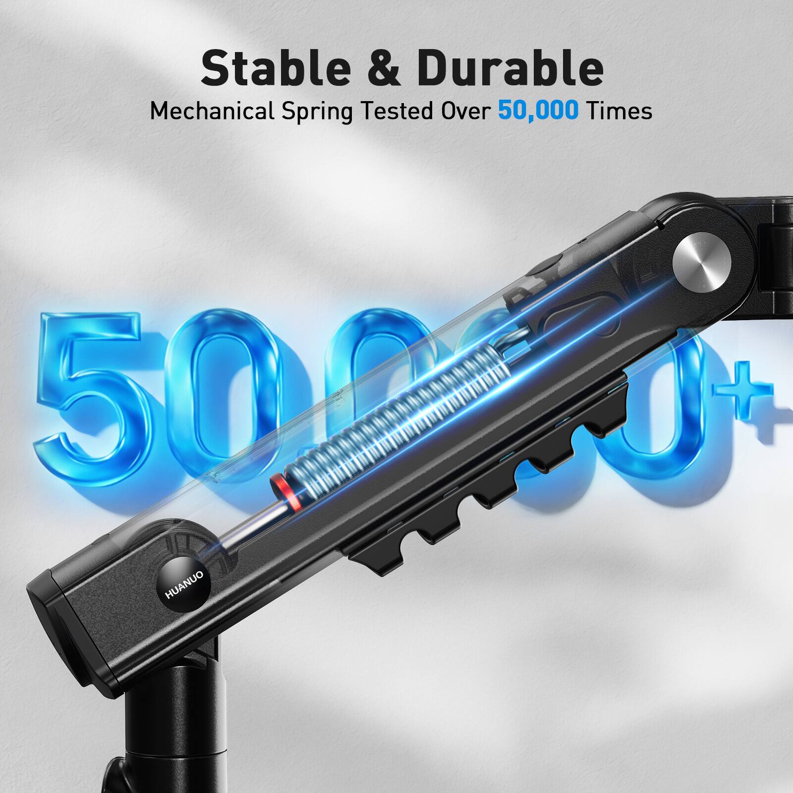 Stable & Durable  
Mechanical Spring Tested Over 50,000 Times  
500+ HUANUO