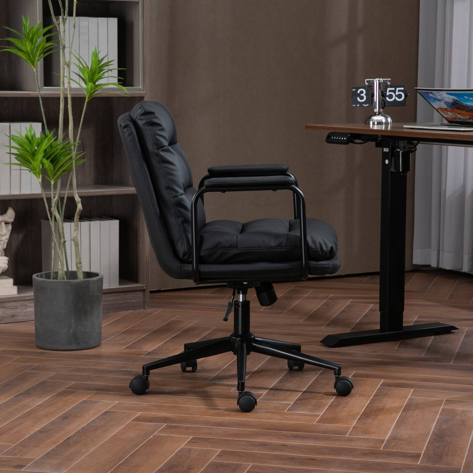Alt View 6. Spaco - Spaco Executive Office Chair with Ergonomic PU Leather, 40° Recline, Swivel with Wheels, for Home Office - Black.