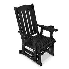 Fortune Candy - Wooden Patio Glider for One Person, with High Back and Deep Contoured Seat, Solid Fir Wood, Heavy Duty 600 LBS - Black