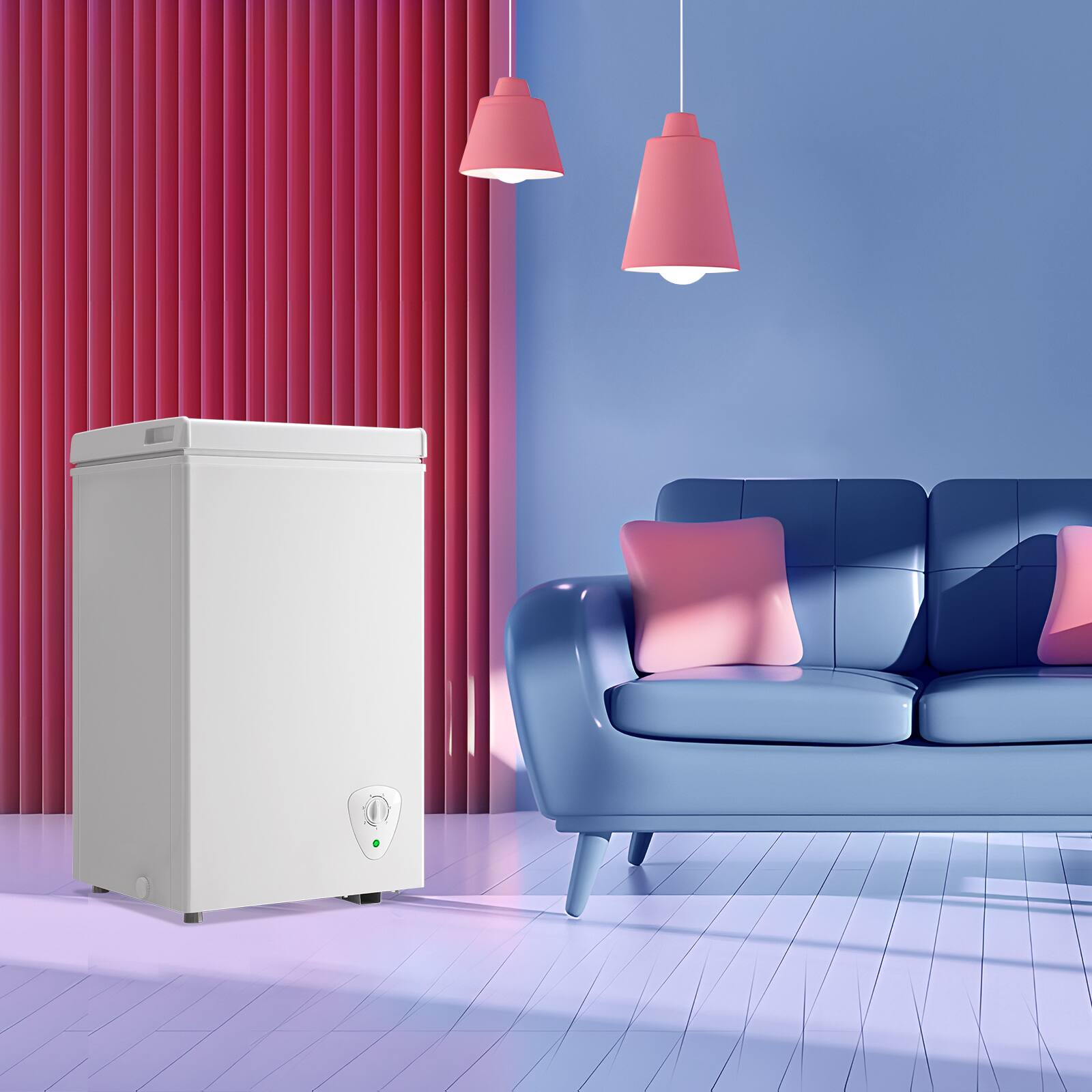 Alt View 9. WANAI - Mini Compact Chest Freezer 2.0 Cu.Ft for Dorm Home, Free-Standing Top Door Freezer with Removable Storage Basket - WHITE.