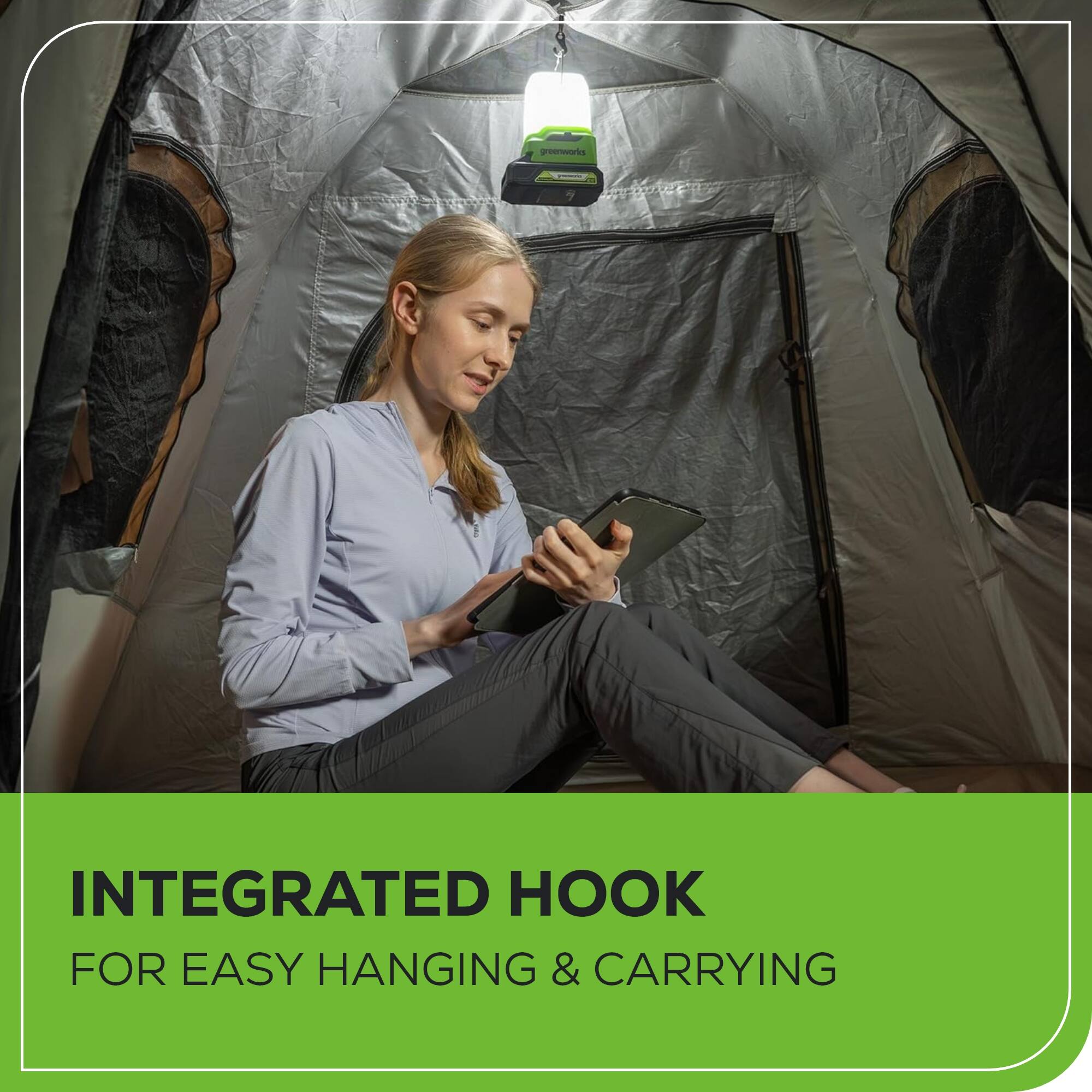 INTEGRATED HOOK FOR EASY HANGING & CARRYING