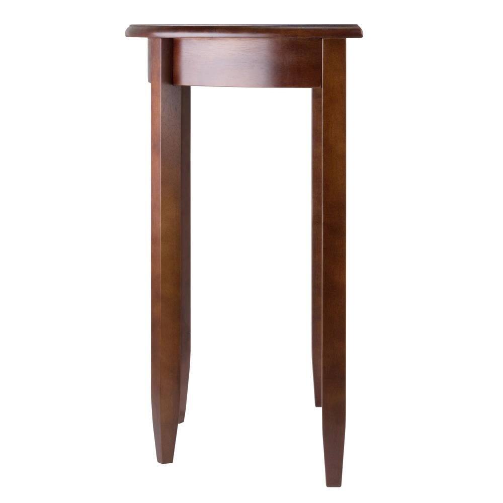 Left. FurniFact - Solid Wood Half Moon Table in Antique Walnut Finish - Walnut.