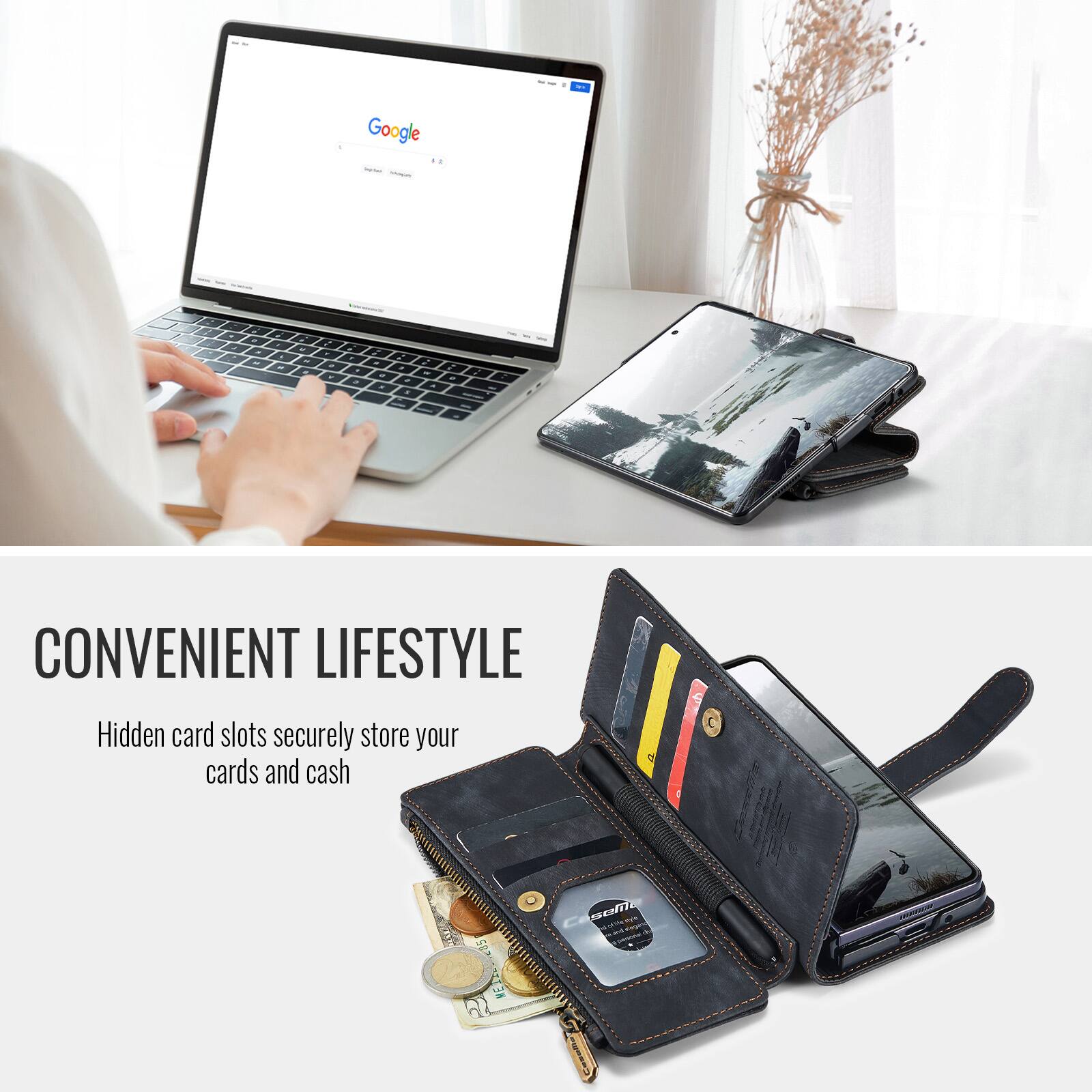 Google

CONVENIENT LIFESTYLE

Hidden card slots securely store your cards and cash
