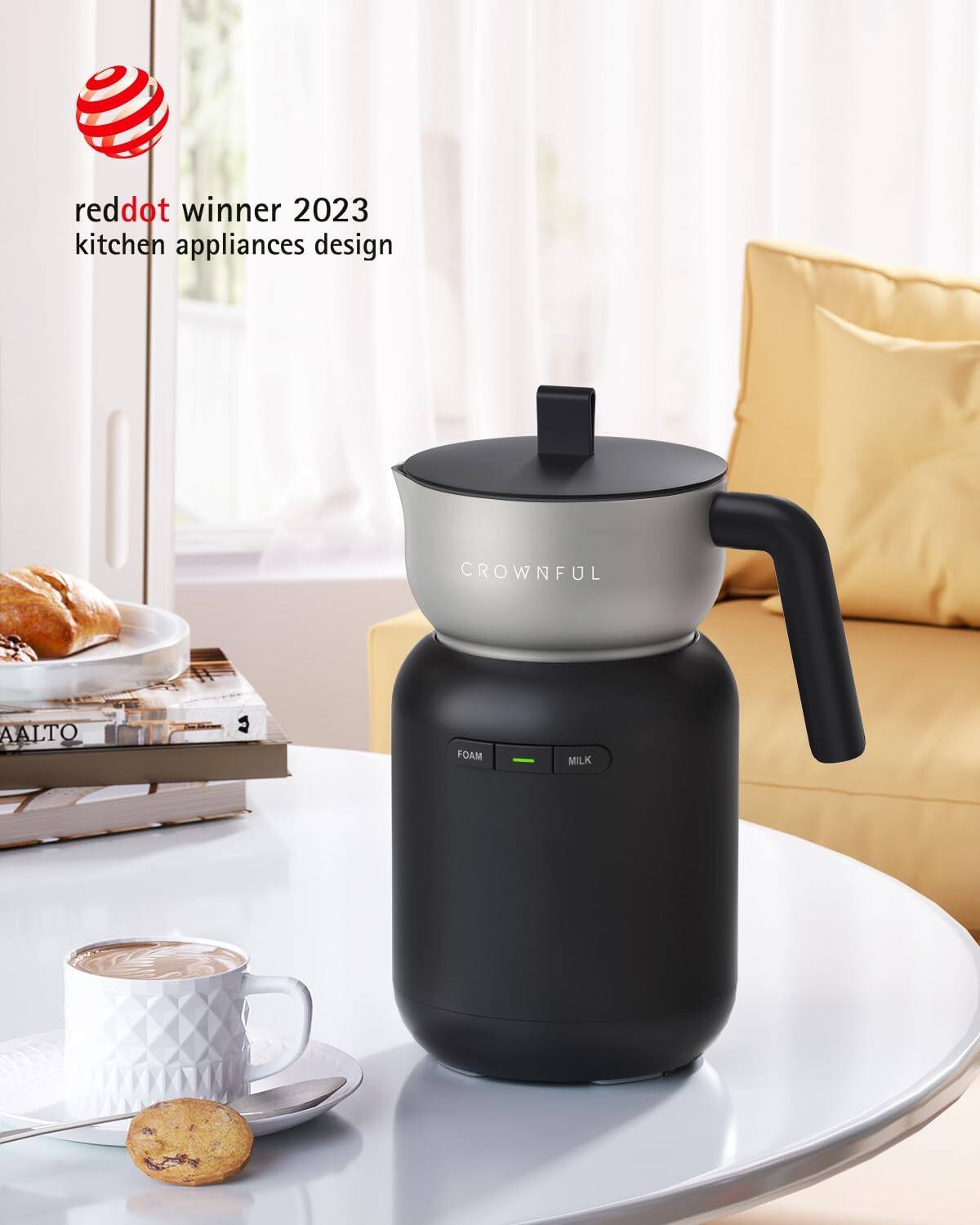 CROWNFUL, FOAM MILK, reddot winner 2023 kitchen appliances design, AALTO