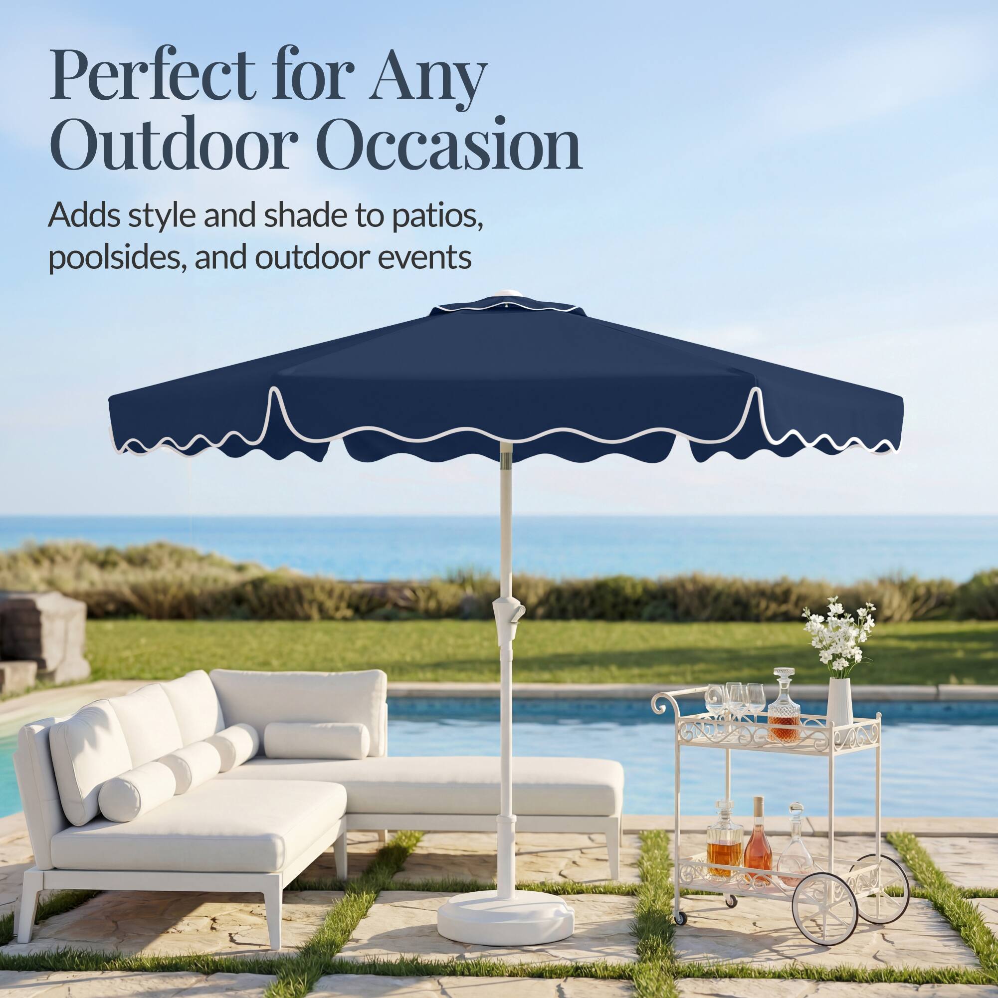 Perfect for Any Outdoor Occasion  
Adds style and shade to patios, poolside, and outdoor events