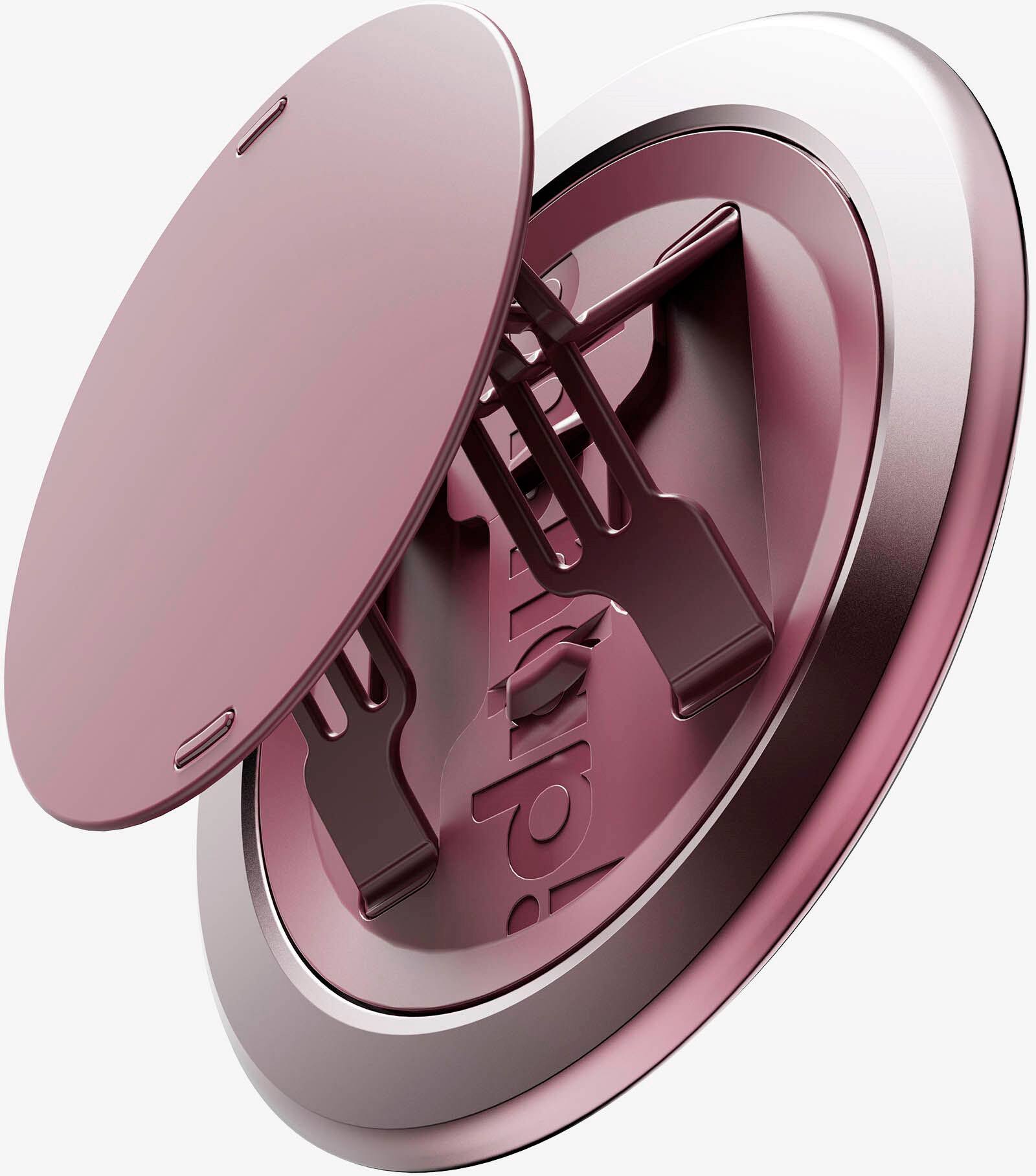 Left. OhSnap - Snap Magnetic UltraThin Universal Phone Grip and Stand with MagSafe Charge- Thru for Apple iPhones/Universal - Cranberry Smash.