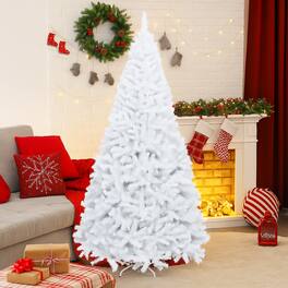 BreeBe - Christmas Tree 6/7.5/9FT Artificial with Sturdy Metal Base - White
