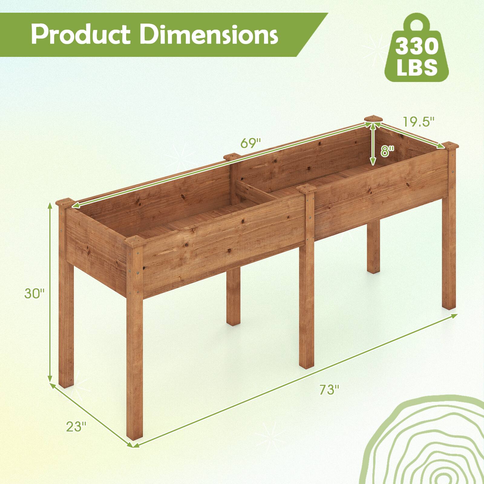 Product Dimensions: 330 LBS, 69" x 19.5" x 8" x 30" x 73" x 23"