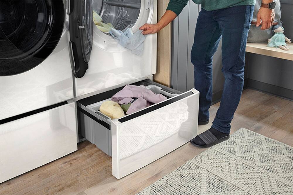 Alt View 11. LG - 27" Laundry Pedestal with Storage Drawer - Alpine White.