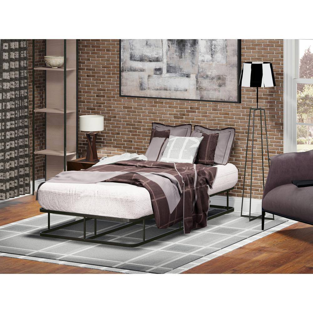 Alt View 2. East West Furniture - DHTBBLK Dothan Twin Size Bed Frame with Luxurious Style Headboard and Footboard - High Quality Metal Frame in Powder - Black.