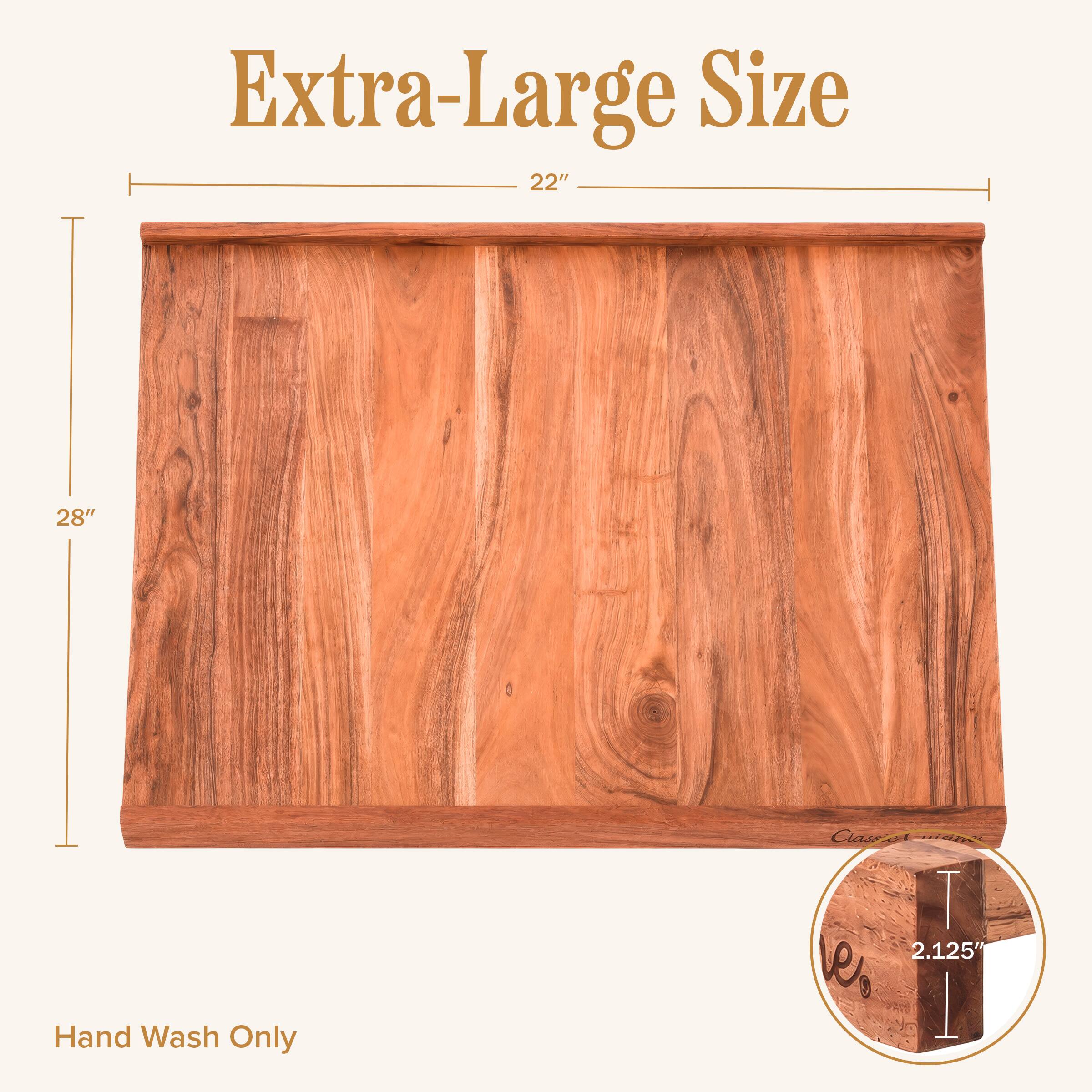 Extra-Large Size 22" x 28"  
Hand Wash Only  
Class A with T 2.125"