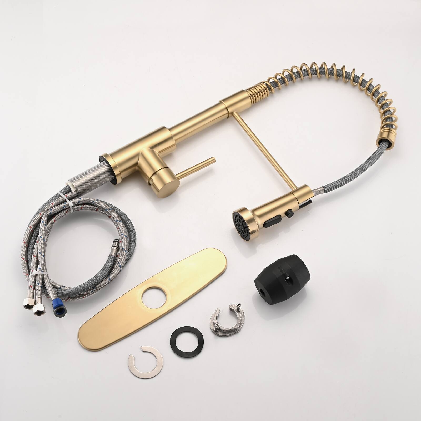 Alt View 1. Siljoy - Pull Down Sprayer Spring Kitchen Sink Faucet Brushed Gold - Brushed Gold.