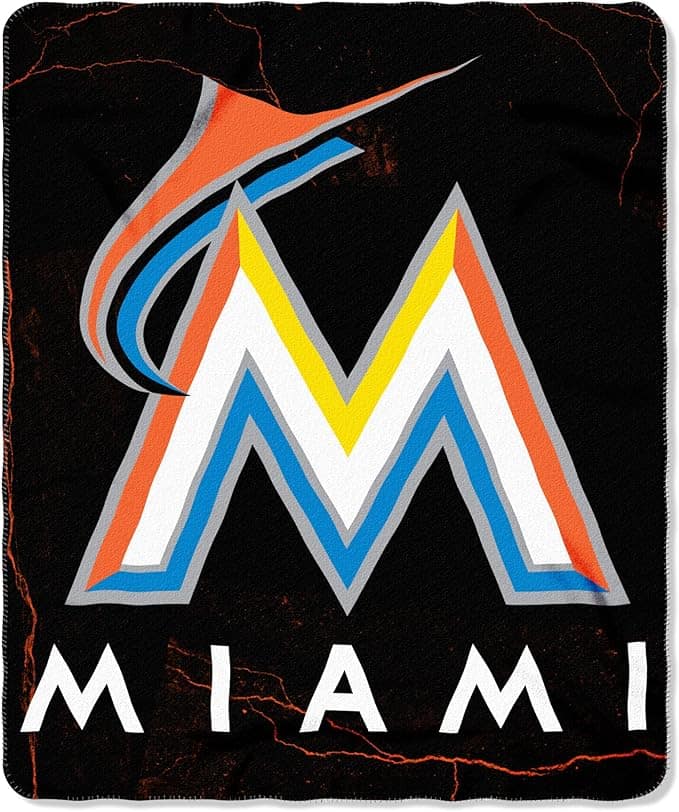 Northwest - Miami Marlins MLB Wicked Design 50x60 Fleece Throw Blanket - Multi