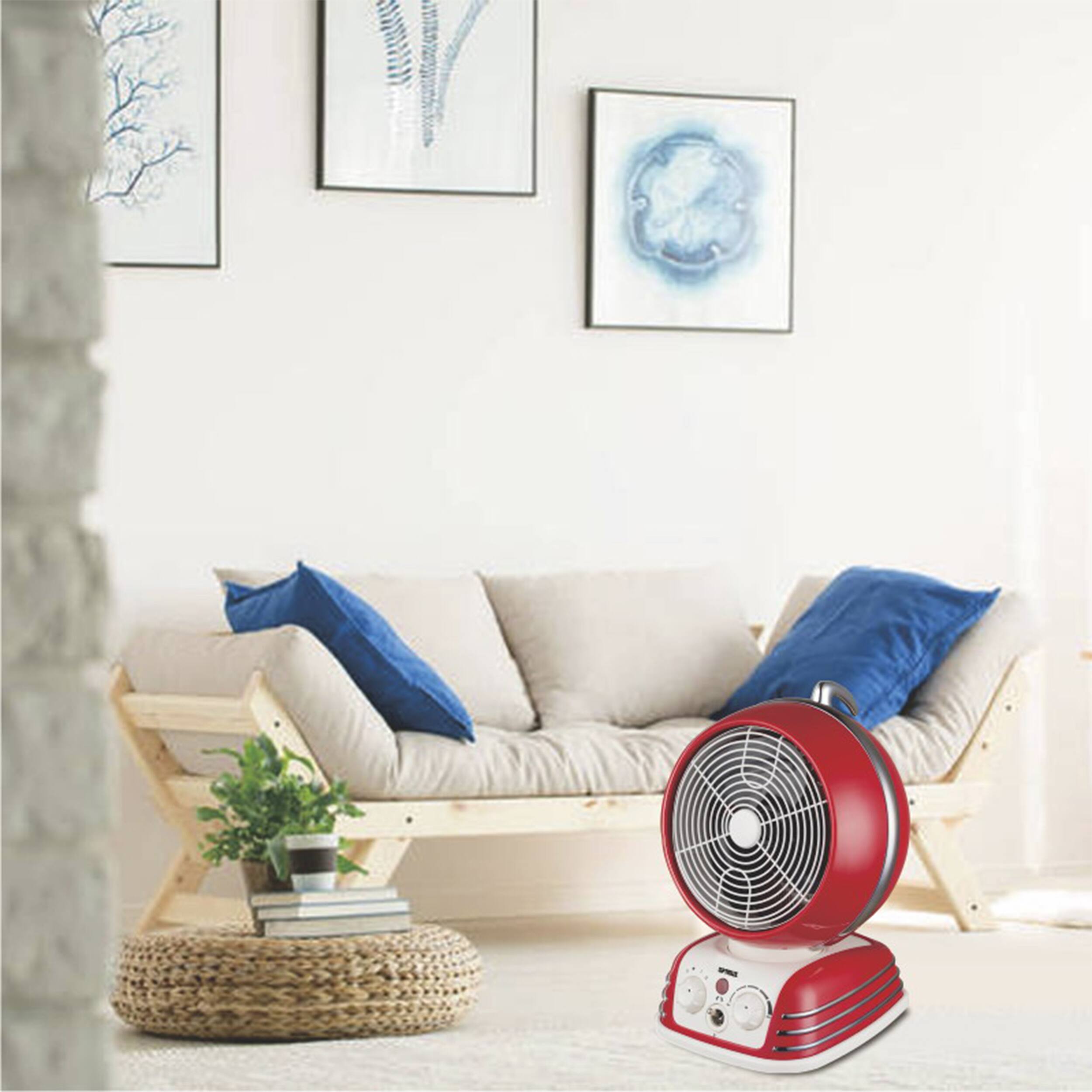 Alt View 4. Optimus - Optimus Retro Design Oscillating Fan Heater - Red.