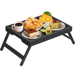 Stylel Star - Artmeer Bed Tray Table with Folding Legs,Bamboo Breakfast in Bed for TV Table, Laptop Computer Tray - Black