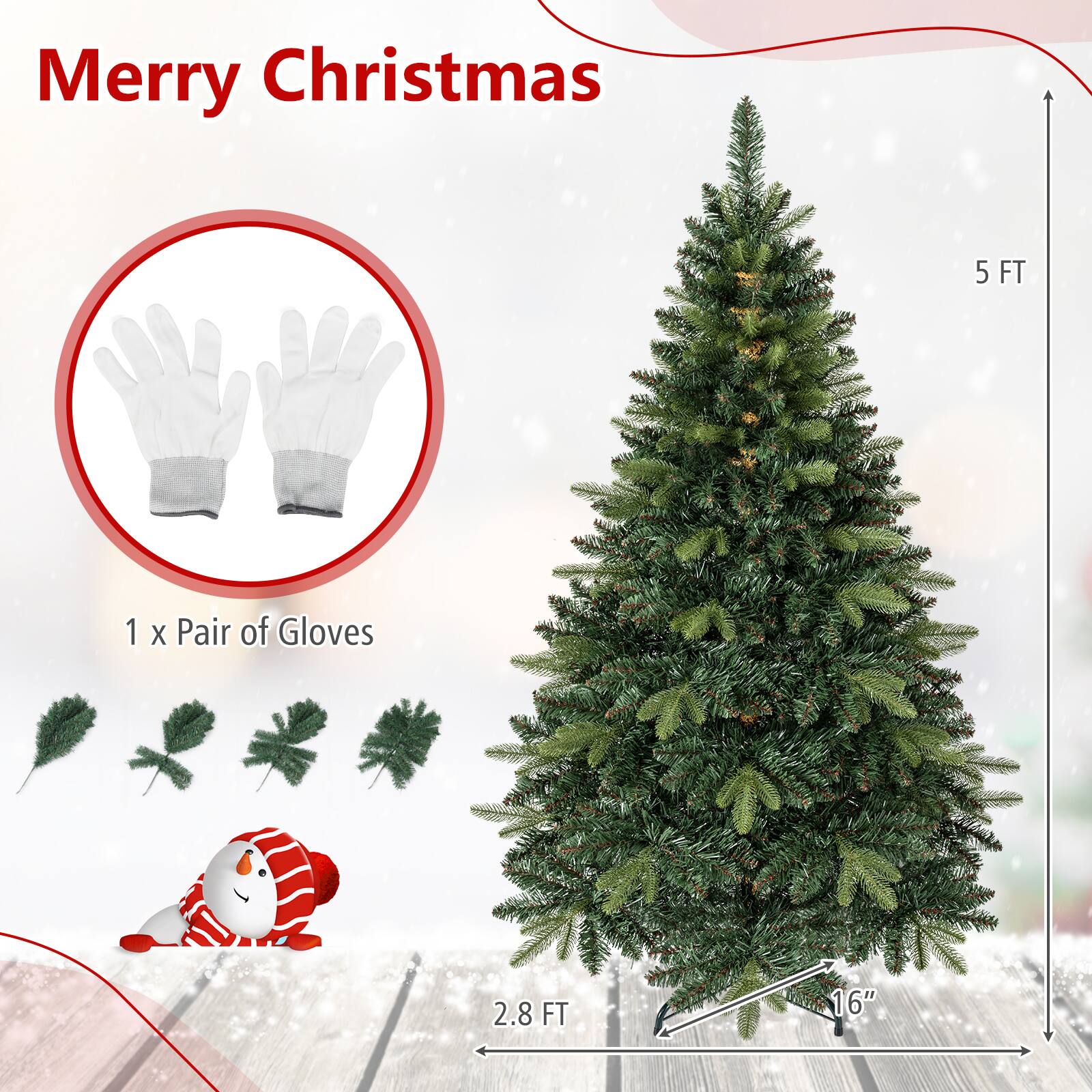 Merry Christmas

5 FT

1 x Pair of Gloves

2.8 FT

16"