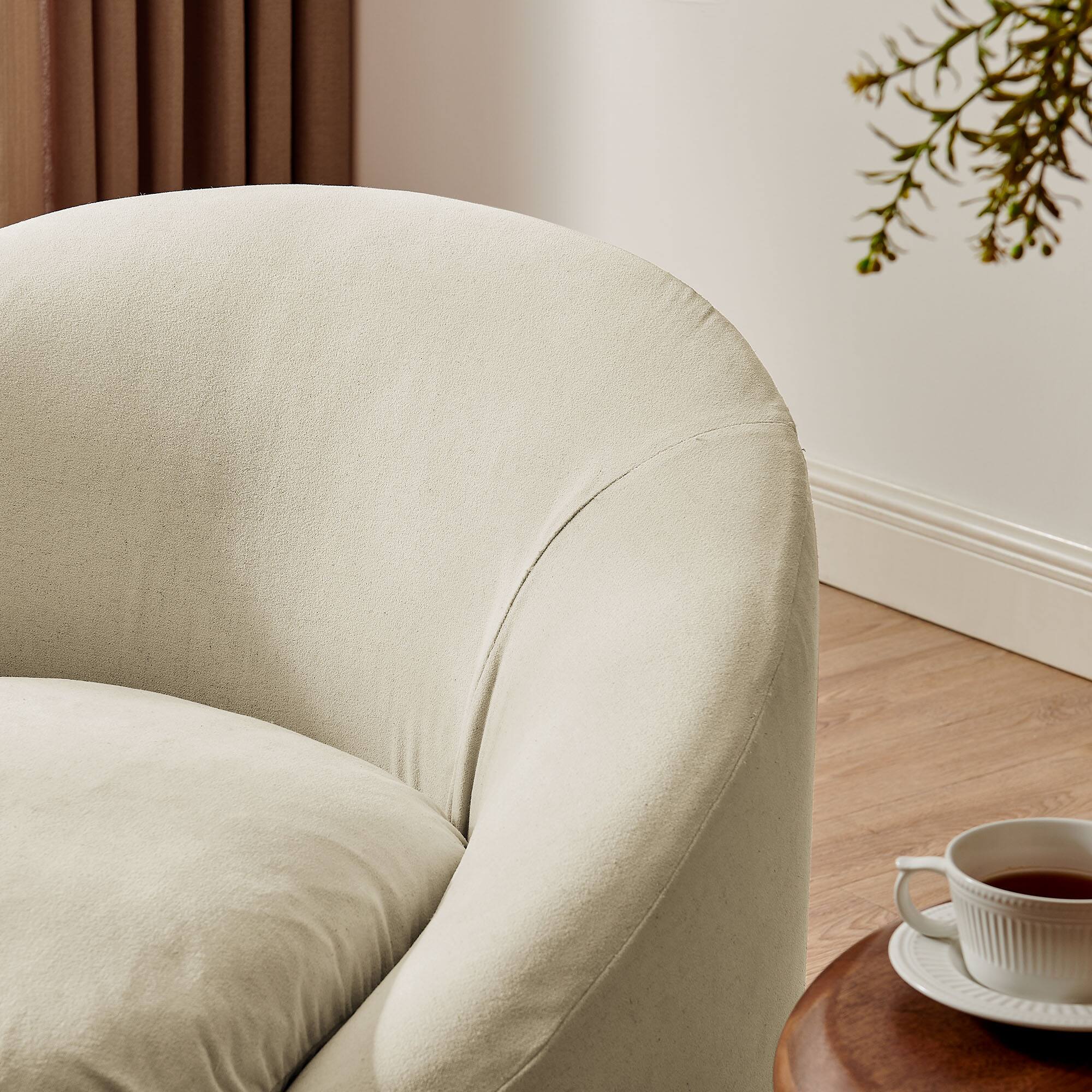 Alt View 1. Modway - Sadie Slipcovered Linen-Blend Round Accent Chair by Modway - Linen.