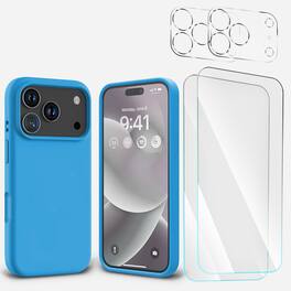 Entronix - iPhone 17 Pro Bundle - Liquid Silicone Case with Screen & Camera Protectors - Aqua Blue