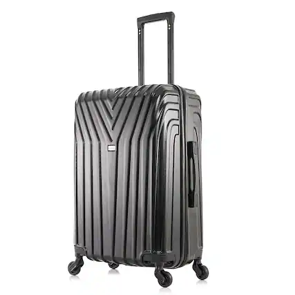 Front. InUSA - Vasty Lightweight Hardside Spinner Luggage 24" - BLACK.