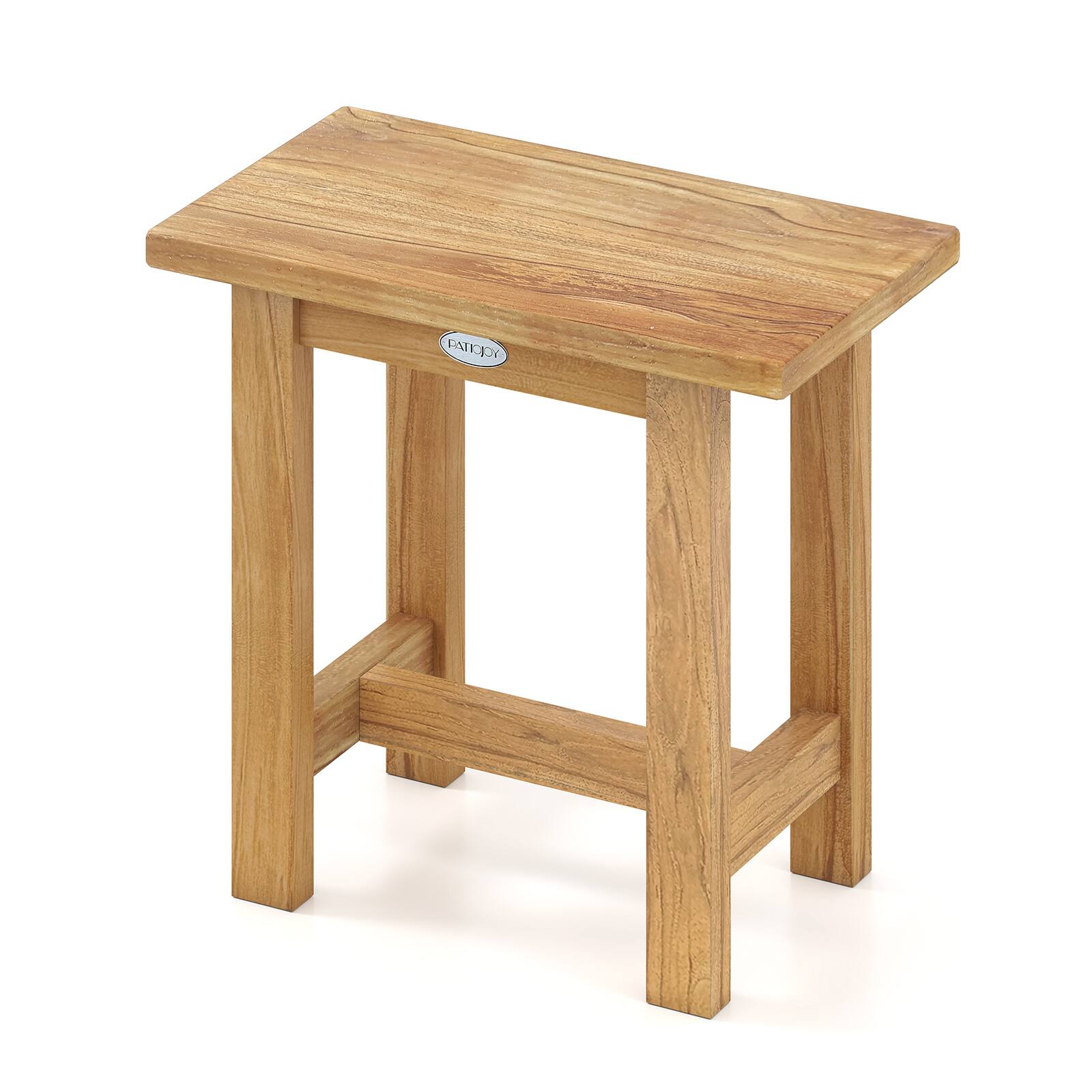 Alt View 9. Gymax - Gymax 20'' Teak Shower Bench Waterproof Shower Stool for Shaving Legs Indoor & Outdoor - Brown.