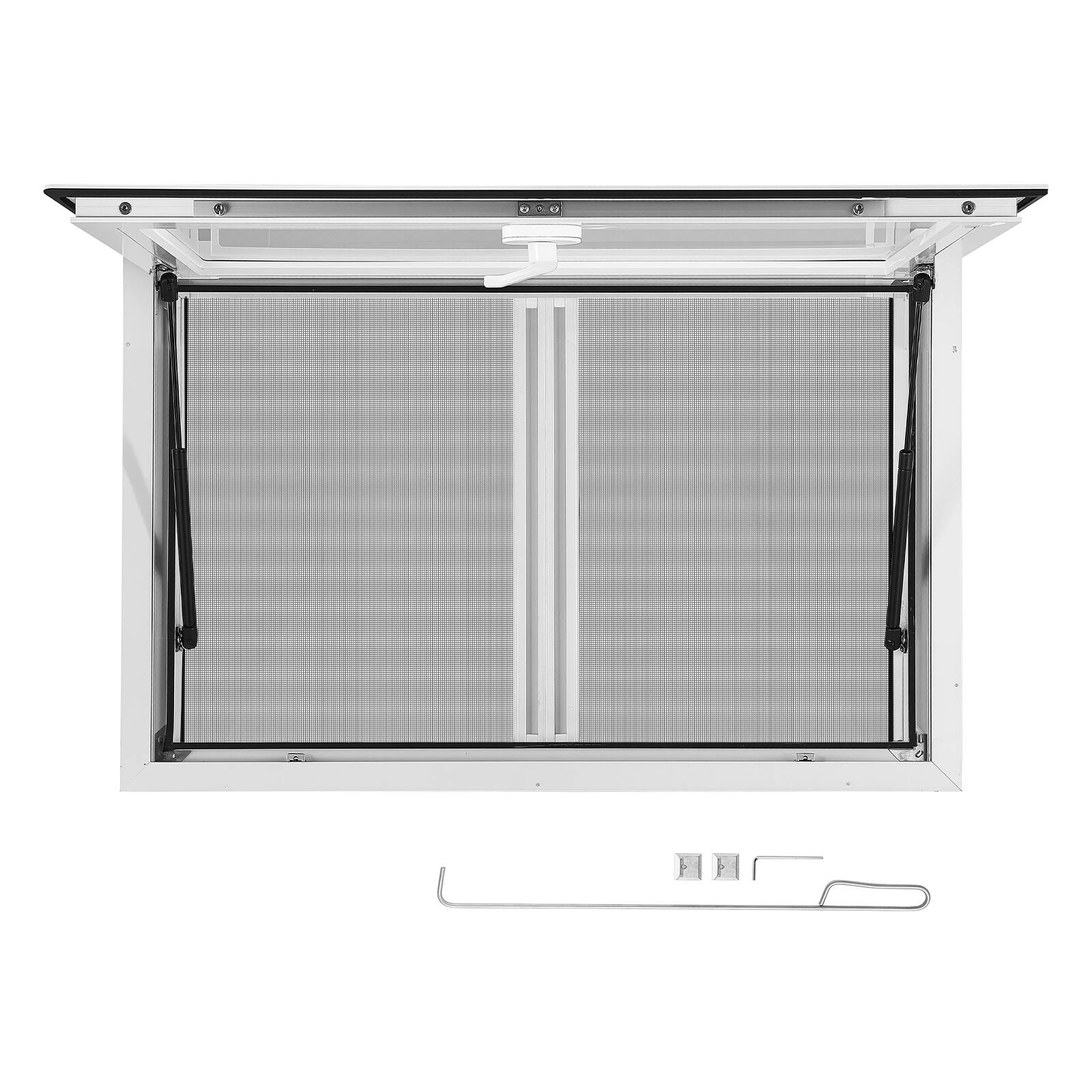 Alt View 5. VEVOR - Concession Window 36x24 in Aluminum Alloy & Acrylic Service Window, for Food Truck, Up to 85 Degrees Stand Serving - White.