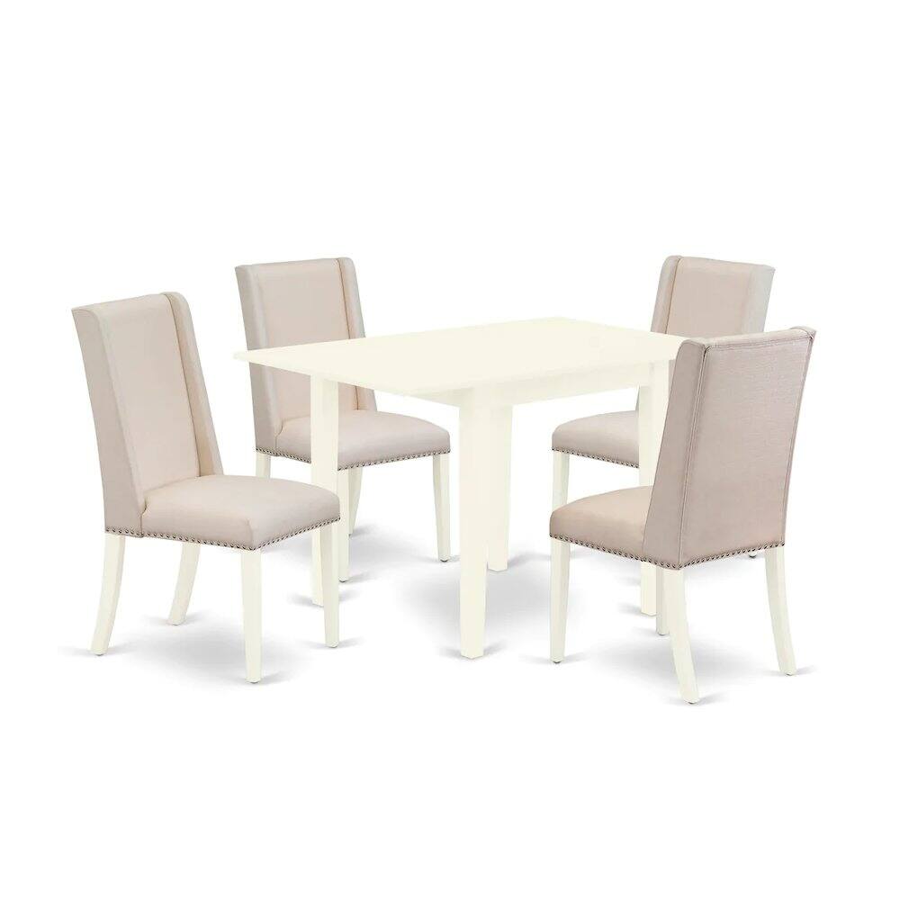 Alt View 1. East West Furniture - Dining Room Set Linen White - Brown.