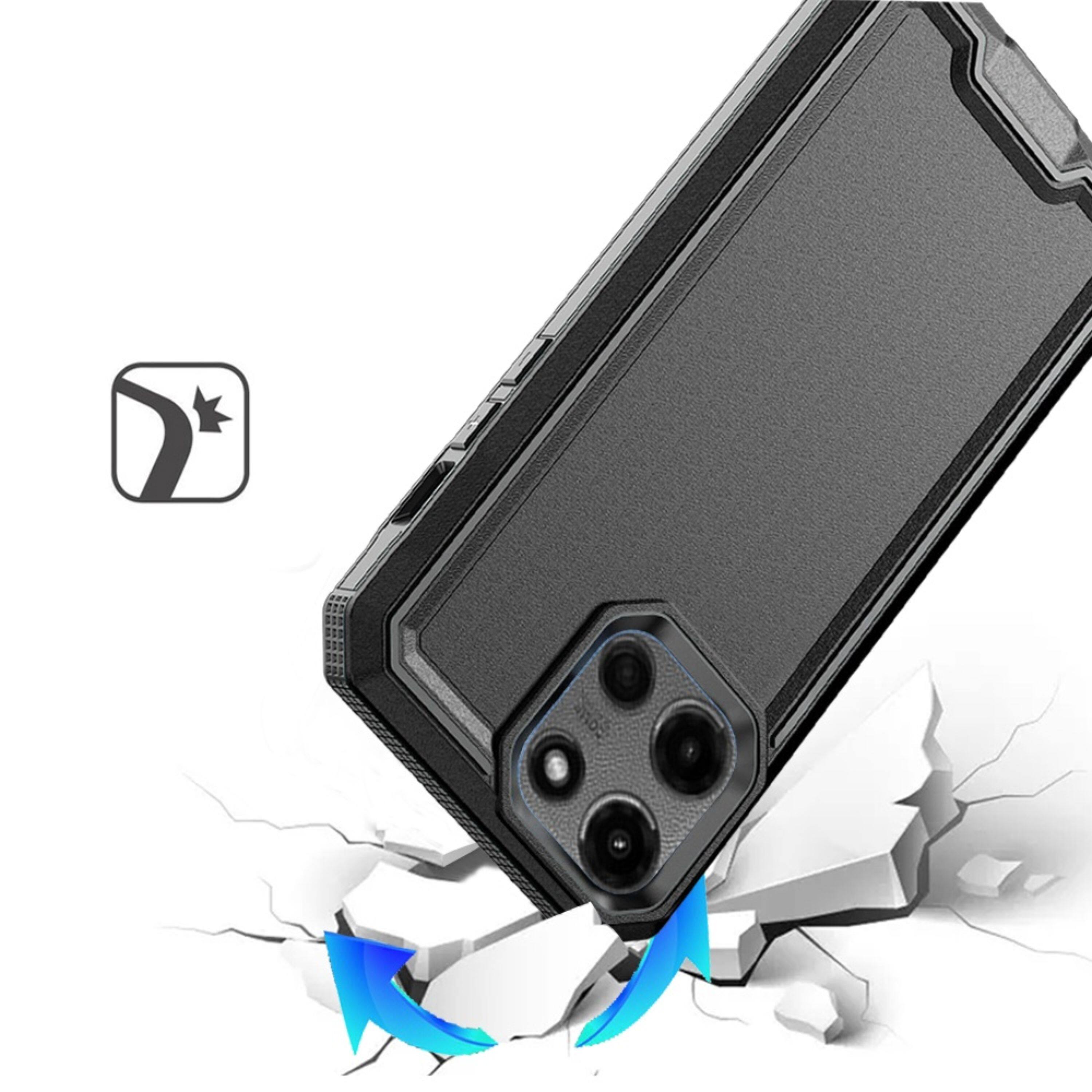 Left. Kitcheniva - Rugged Fused Shockproof Hybrid Case Plus Tempered Glass For Moto G Stylus 2026/2025 Black - Black.