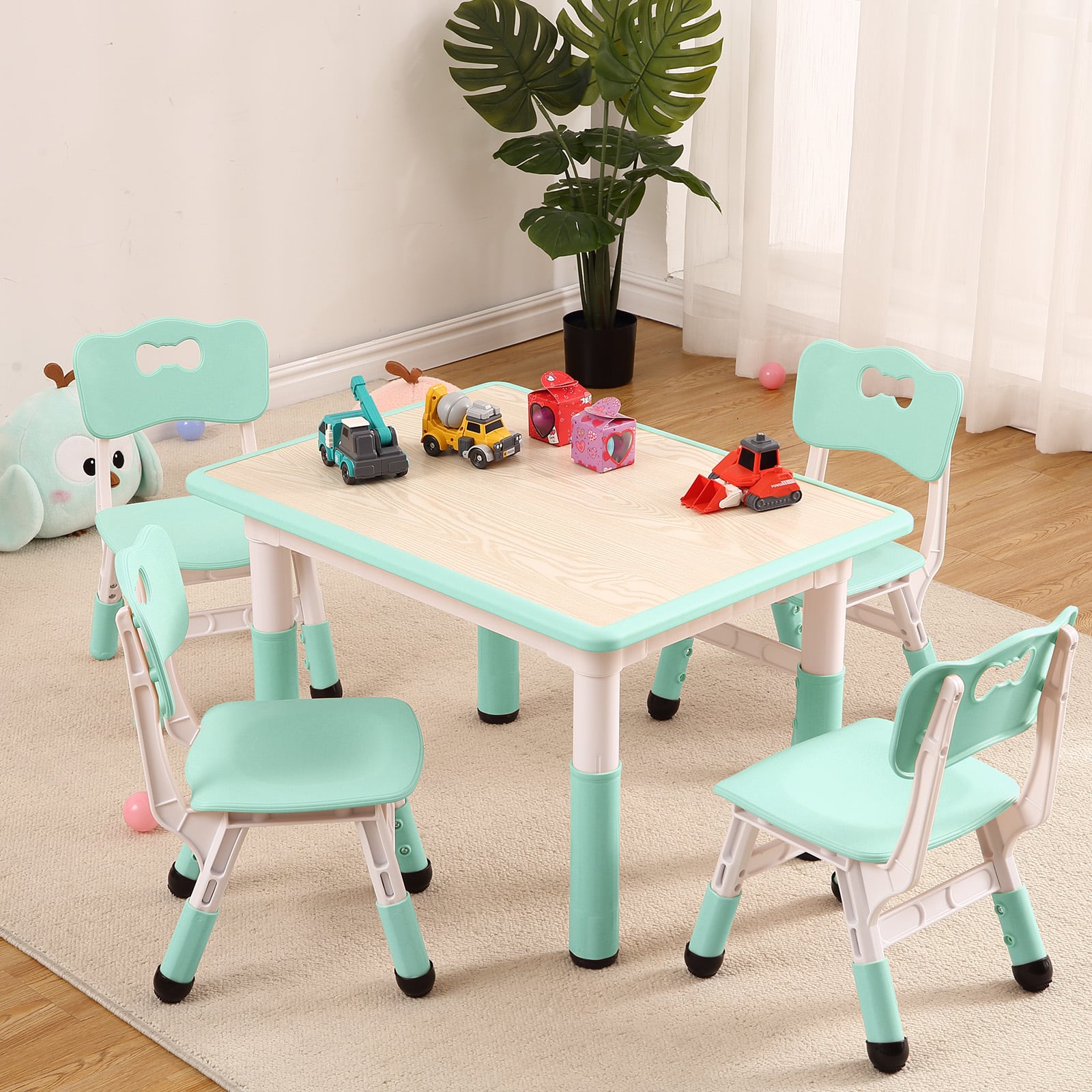 Acekool Kids Table and Chairs Set, Toddler Height Adjustable