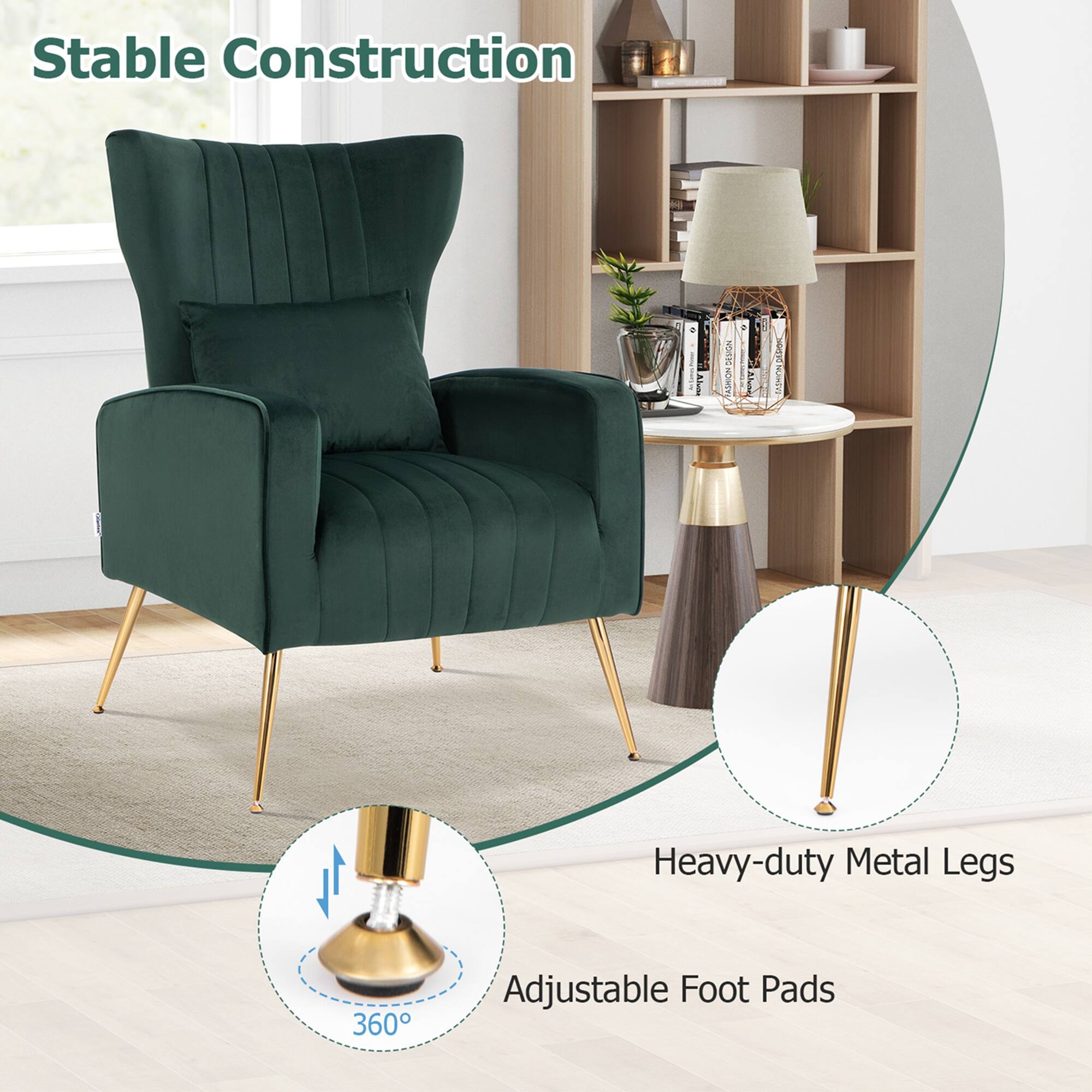 Stable Construction: Heavy-duty Metal Legs, 360 Adjustable Foot Pads