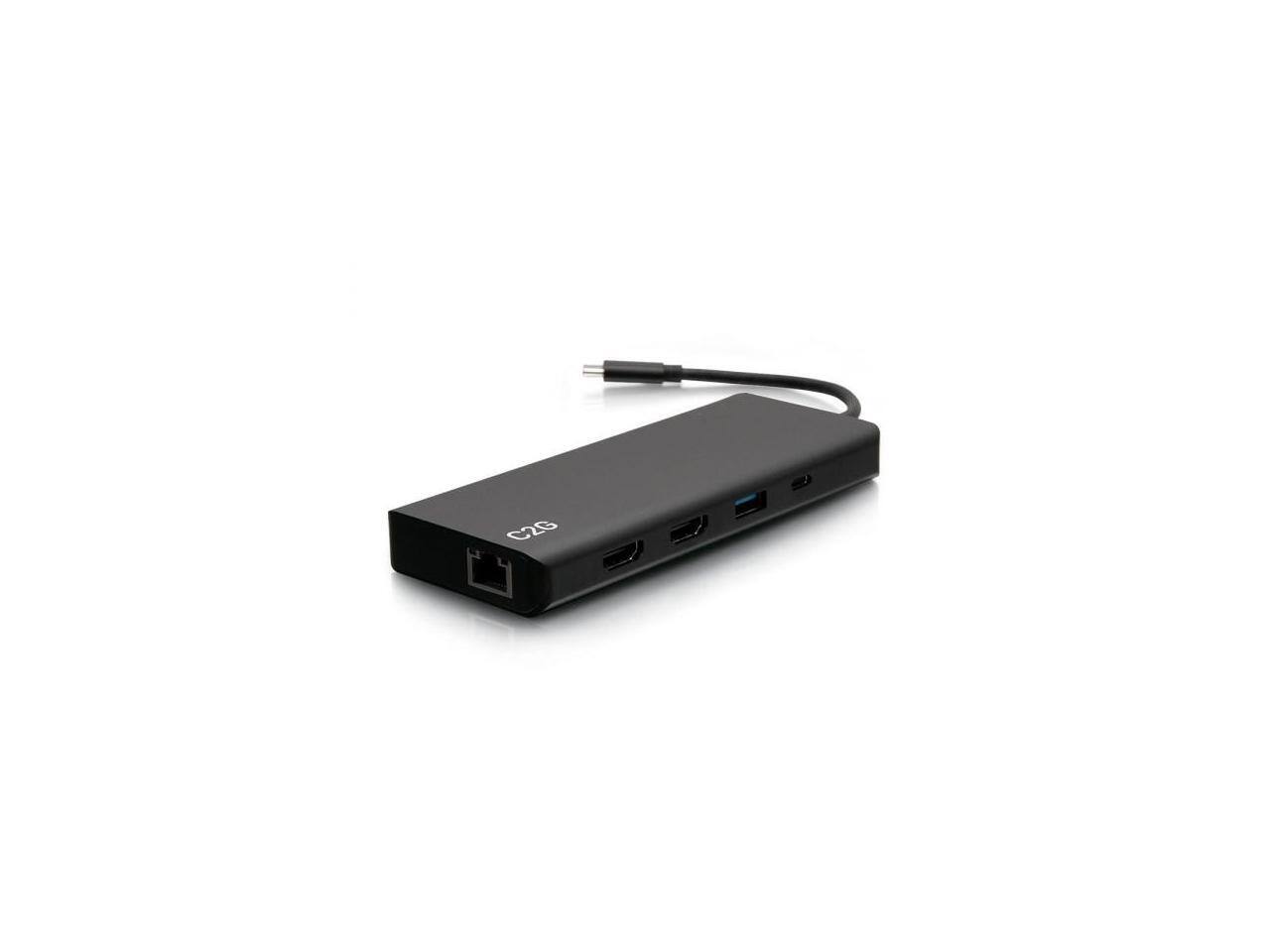 Alt View 4. Cables to Go - C2G 4K USB C Dual Monitor Dock HDMI Ethernet USB 3.5mm & 60W Power C2G54488.