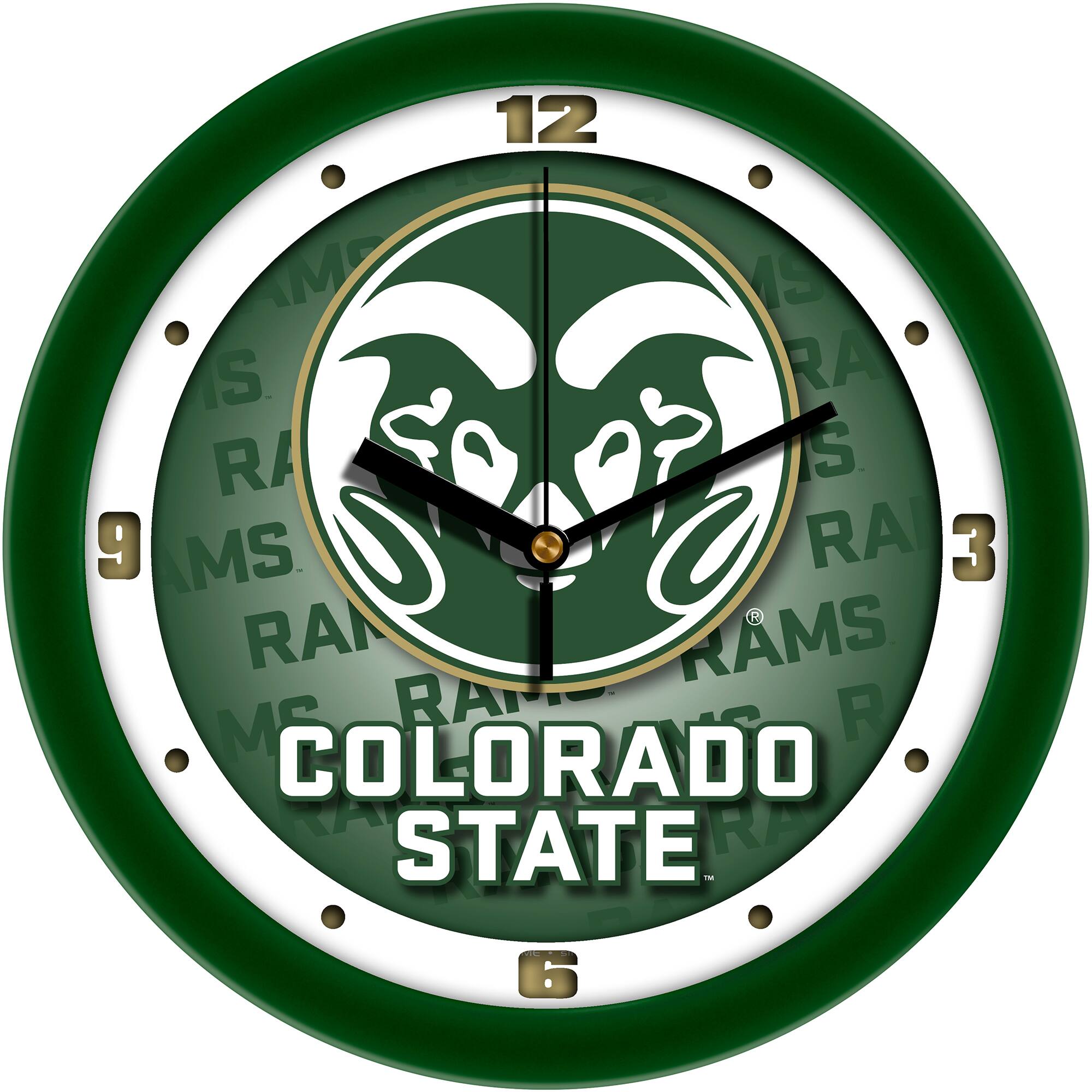 MpDirect - Colorado State Rams 11.5'' Suntime Premium Glass Face Dimension Wall Clock - Multicolor