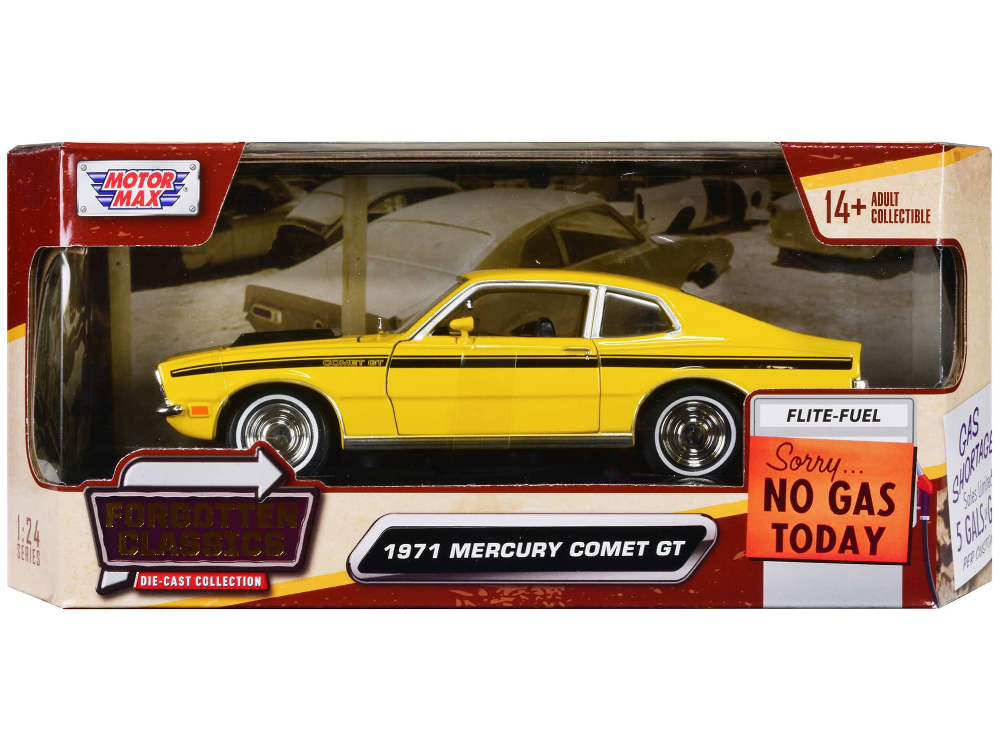 "1971 Mercury Comet GT Yellow with Black Stripes ""Forgotten Classics"" Series 1/24 Diecast Model Car by Motormax" price history on PriceWatchPro