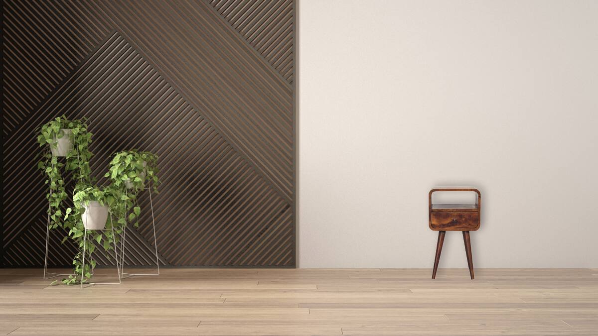 Alt View 6. Artisan Furniture - Artisan Furniture Solid Wood Mini Chestnut Curve Open Nightstand, 1 Drawer, 1 Open Storage, Nordic legs, Brown - Chestnut.