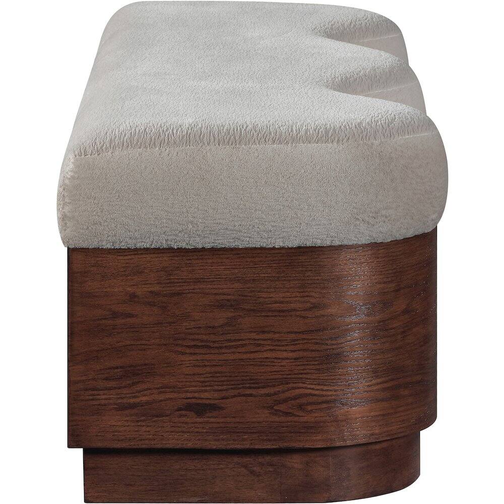 Alt View 3. Meridian Furniture - Savoy Beige Velour Fur Fabric Bench - Beige.