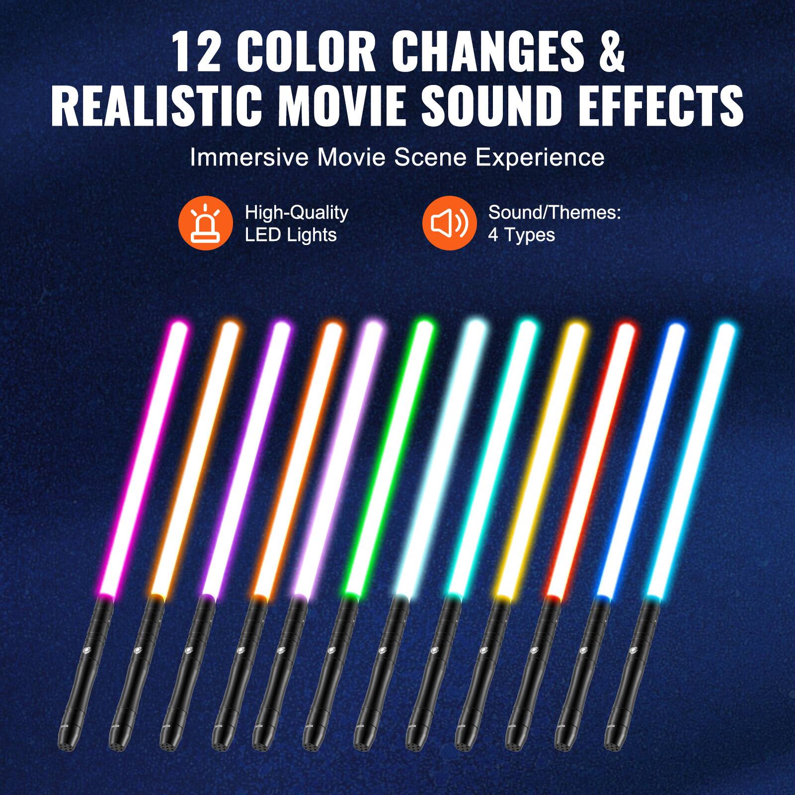 12 COLOR CHANGES & REALISTIC MOVIE SOUND EFFECTS  
Immersive Movie Scene Experience  

High-Quality LED Lights  
Sound/Themes: 4 Types