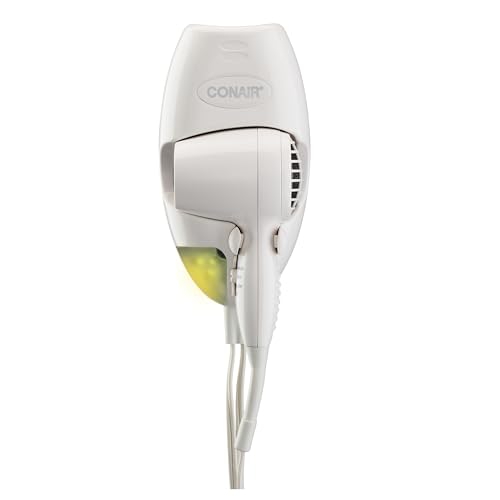 Front. Vulpecula Spade - Conair Wall-Mount Hair Dryer, 1600W Blow Dryer with LED Nightlight, 2 Heat 2 Speed Settings, White.