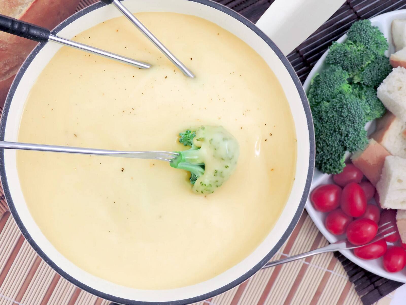 Alt View 1. Swissmar - Lugano 9 Piece Cast Iron Fondue Set, Matte White - Matte White.