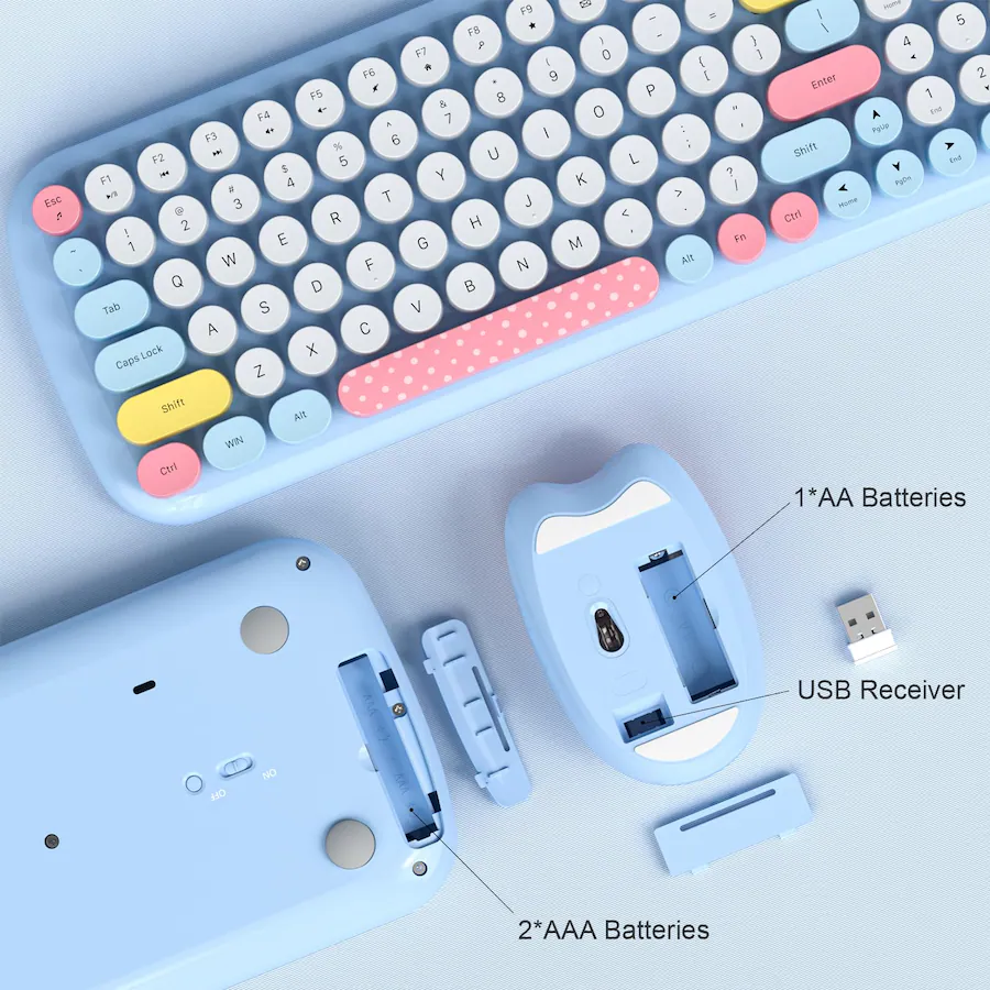 Live At Space Wireless And Mouse Usb hz Full Size Typewriter Cute Cat ...